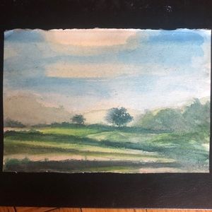 Rice field impressions. Original Watercolor